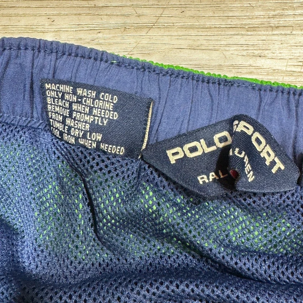 Polo Sport Ralph Lauren Swim Trunks Mens Large Green Vintage Mesh Lined Shorts